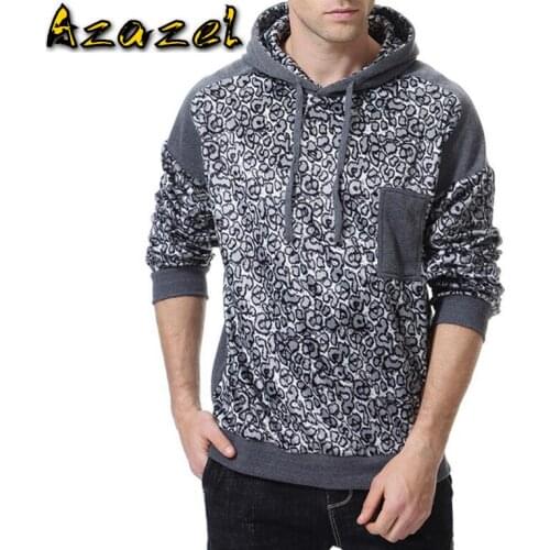 Hot Brand Mens Hoodies Tracksuit Autumn Winter Leopard color matching Hooded Sweatshirt Long Sleeve Slim Jacket Men Coat