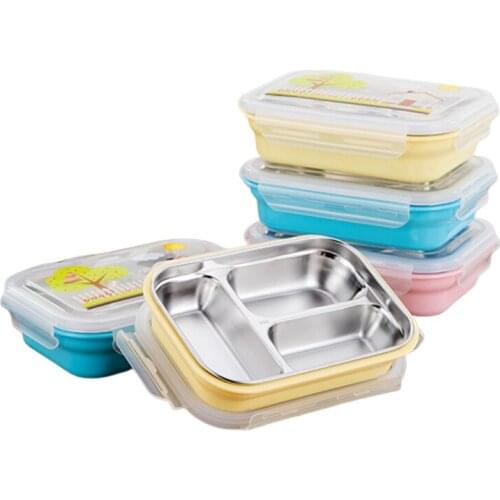 Portable 304 Stainless Steel Lunch Box Bento Box Snack Box Food Storage Container Leakproof With Dinnerware Set And Thermal Bag