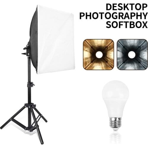 Portable 30x30cm Softbox Lighting Kit 68cm Adjustable Stand E27 Socket 9W LED Lamp for Camera Photography YouTube Studio Vlog