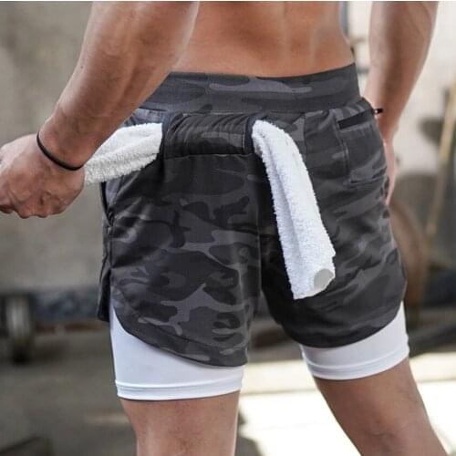 Running Shorts Men Fitness Gym Training Sports Shorts Quick Dry Workout Gym Jogging Boys Double Deck Summer 2 In 1 Short Pants