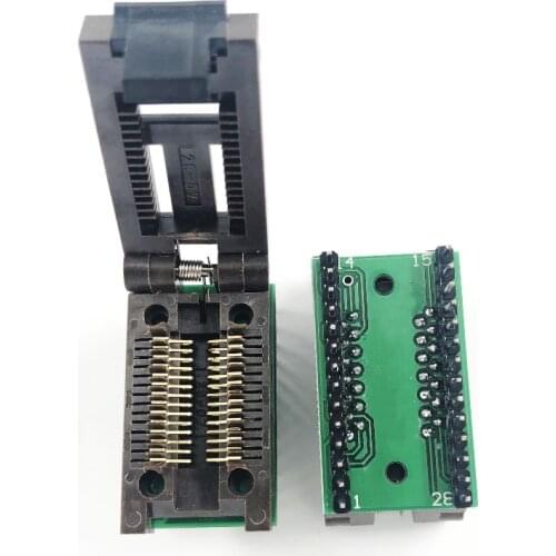 SOP28 SOIC28 SO28 to DIP28 Pitch 1.27mm Body Width 7.5mm IC Test programming socket 300mil clamshell ZIF Adapter