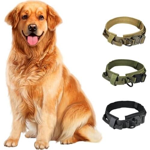 2020 Tactical Dog Heavy Duty Collar With Control Handle Pet Adjustable Military Training Walking Collar