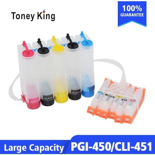Toney King PGI 450 CLI 451 Continuous Ink System Kit For Canon PIXMAC MX924 IX6540 IX6840 IP8740 Printer With Reset Chip