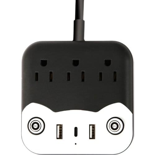 Power Strip 1200W Surge Protector With 3 Outlets And 3 USB Ports PD 18W 6 Feet Extension Cord For Home Bedroom-US Plug