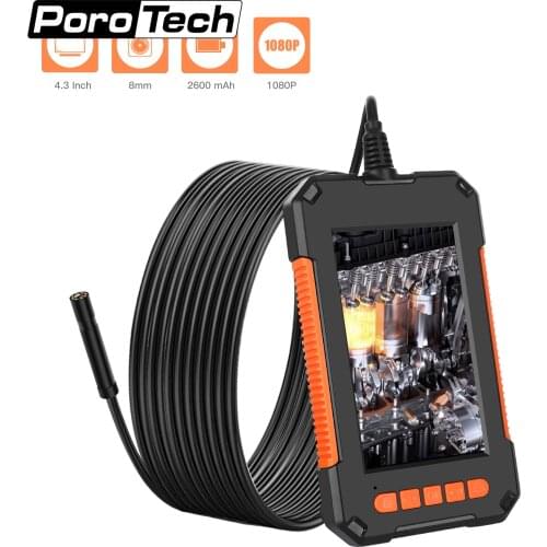 IP67 Waterproof 4.3 Inch LCD Screen Handheld Endoscope Camera for 3-5 Hours Working Time 8mm Borescope with 8pcs LED Light