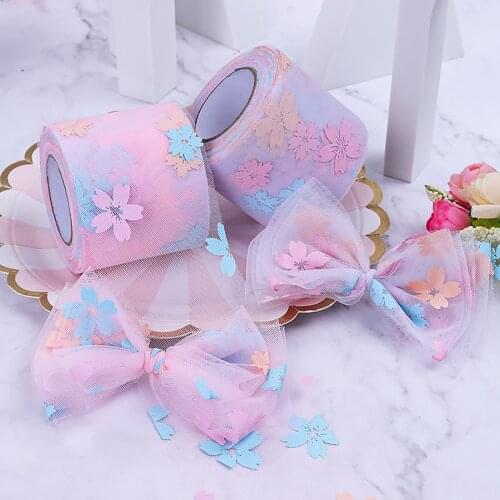 1 Roll Polyester Lace Ribbon Flower Webbing Strap Sewing Accessories Colorful Fabric Handmade DIY Findings Approx 10 Yards/Roll