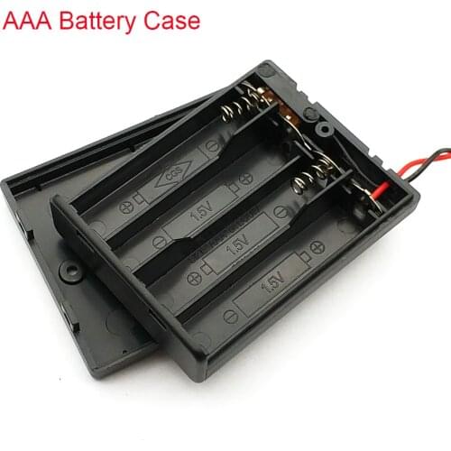 1Pcs 4* AAA 6V Battery Holder Case Box With Leads With ON/OFF Switch Cover 4 Slot Standard Battery Container