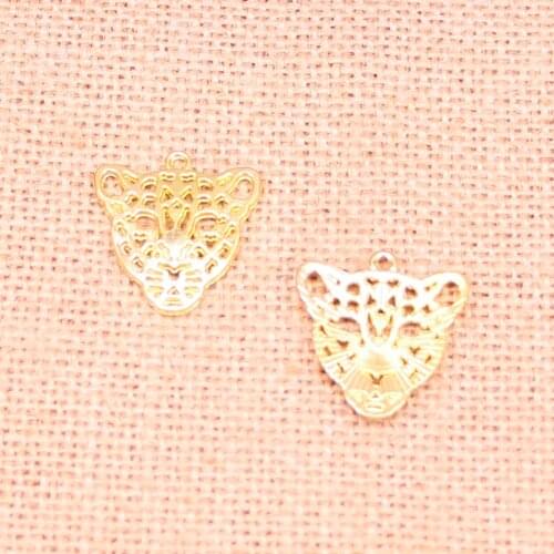 10pcs Tibetan Gold hollow leopard head Charms Pendants for Jewelry Making DIY Handmade Craft 28*26mm