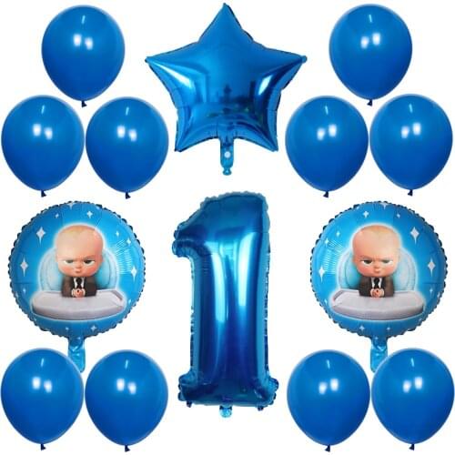 14pcs Cartoon Boss Baby Balloon 30 inch Number Foil Helium Balloons Baby Shower 1st Birthday Party Decoration Latex Air Globos