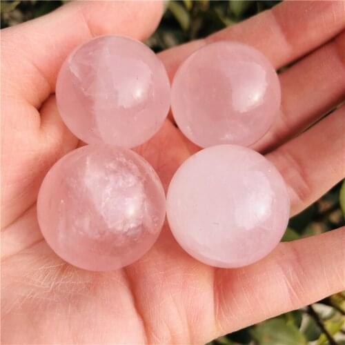 4pcs Natural Pink Rose Quartz Crystal Healing Ball Sphere Home Decoration Natural Rose Quartz Stone Freeshipping