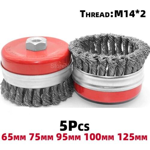 5 Pcs Knotted Twisted Bowl Brush Cup Power Flat Head Set Angle Grinder Rust Paint Wire Bowl-type Metal Polisher Polishing Wheel