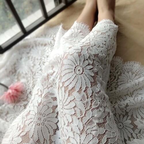 63cm wide thick black hollow eyelash lace accessory clothing skirt dress fabric