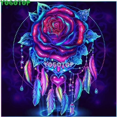 DIY Diamond Painting Dream Feather Rose Needlework Diamond Embroidery Flower Diamond Mosaic Full Drill Handicraft Decor YY5360