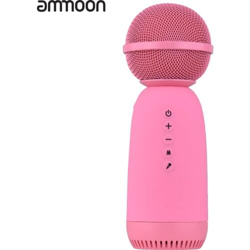 Ammoon MC-001 Wireless BT Microphone Portable Smartphone Tablet Computer Handheld Built-in Speaker Compatible for Singing Stream