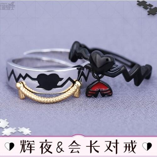 Anime Rings Kaguya-Sama: Love Is War Shinomiya Kaguya 925 Sterling Silver Finger Ring Adjustable Couple Take Photo Props Gift