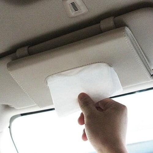 Car PU Leather Sun Visor Tissue Box Clip Auto Armrest Headrest Paper Towel Case Napkin Holder Interior Accessories