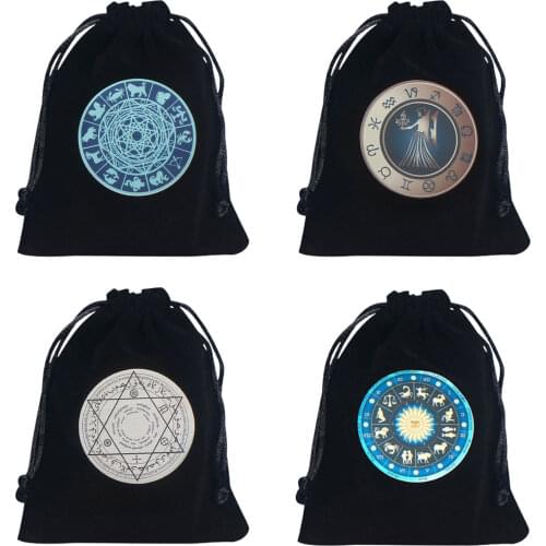 Velvet Pentagram Tarot Oracle Cards Storage Bag Runes Constellation Witch Divination Jewelry Dice Drawstring Package Accessories