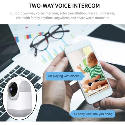 Wireless Security Camera SD Storage 2-Way Audio Support WiFi Voice Control Indoor Monitor UK Plug for iOS Baby Pet Nanny