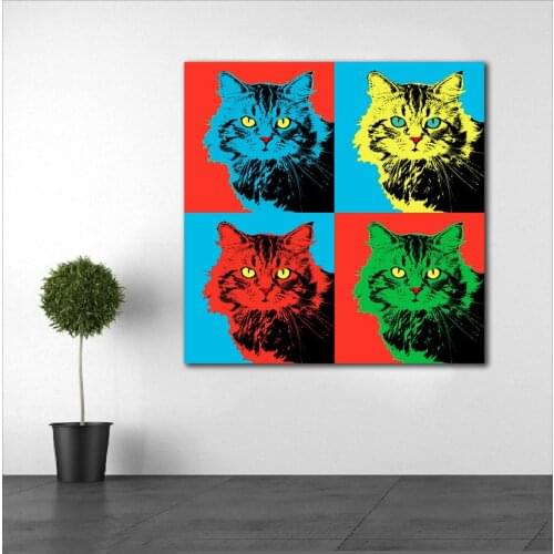 Large size Printing Oil Painting Cats - Pop Art wall art canvas prints pictures for living room and bedroom No Frame colorful