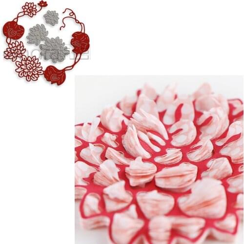 Dahlia Vetch Wreath Cutting Dies Scrapbook Diary Decoration Stencil Embossing Template DIY Greeting card handmade 2021