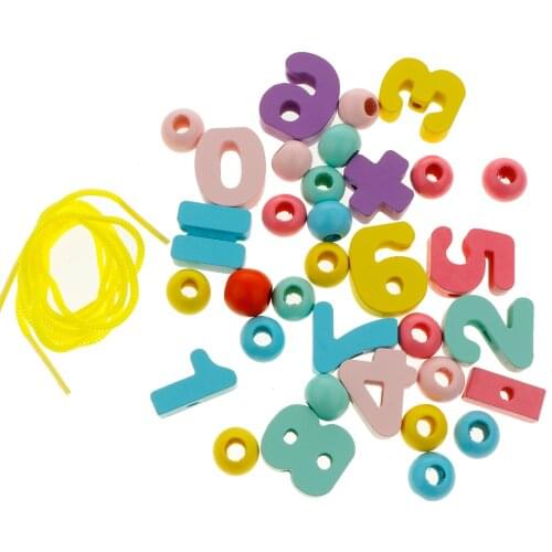 Wooden Lacing Beads Activity Toy Puzzle Sorting Wooden Toys Stringing Beads Kids Educational Preschool Toy Set