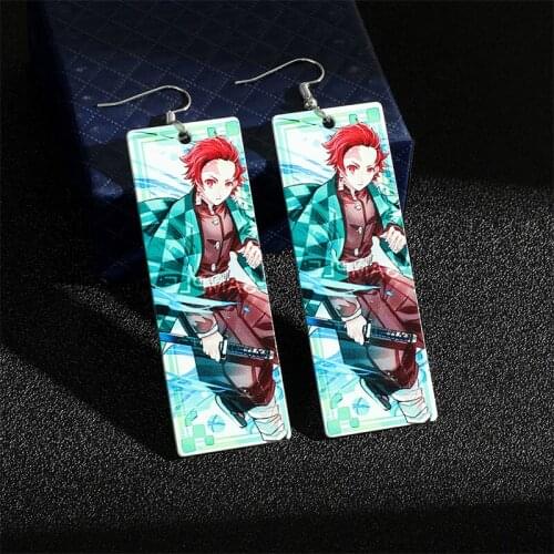 Hot selling Style Japanese Anime Demon Slayer Blade Acrylic Drop Earrings Mens and Womens Cosplay Jewelry accessories