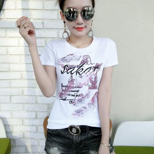 GGRIGHT cotton tshirt women t shirt white print t-shirt women tops summer 2019 camisetas mujer manga corta tee shirt femme