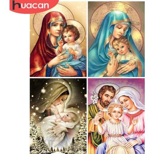 HUACAN Full Square/round Diamond Painting Virgin Mary Diamond Art Embroidery Mosaic Christian Religion Decor Home
