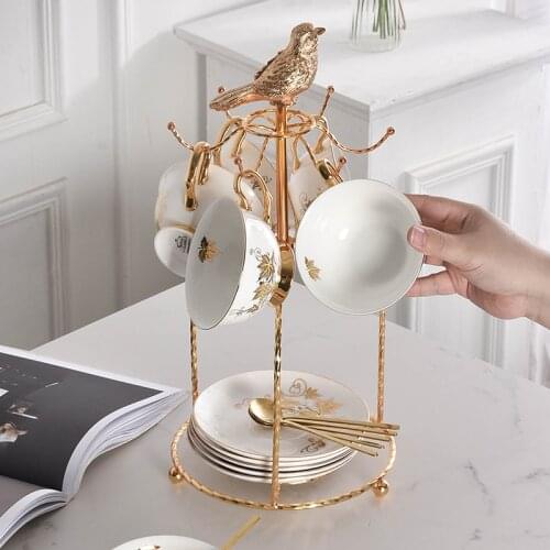 Creative iron Mug shelf simple gold household tea cup upside down storage shelf coffee cup dish shelf