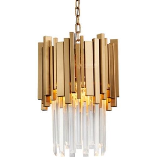 Small round gold kitchen chandelier lighting modern luxury k9 crystal lamp for dining room luxury foyer chrome pendant lamps