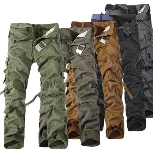 Nice Top Fashion Military Cotton Cargo Pants Men Multi-Pocket Solid Plus Size Trousers Men (Asian Size 28-42)
