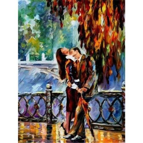 Landscape Rain City Night Street DIY Embroidery Cross Stitch 11CT Kits Needlework Craft Set Printed Canvas Cotton Design