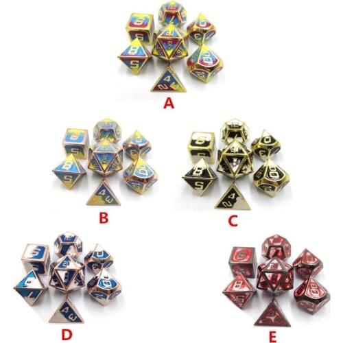Metal Dice Set DND Board Game 7pcs Polyhedral Dice for RPG Role Playing Game U2JB