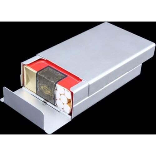 Creative Sliding Cover Ultra-thin Automatic Elastic Cover Metal Cigarette Case Fashion Portable Waterproof Cigarette Accessories