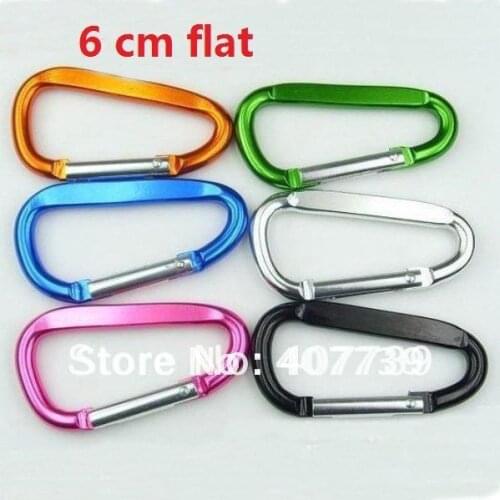 6CM 1000PCS D-shape flat Aluminium carabiner -snap hook key carabiner-keychain-fashion accessory- free shipping