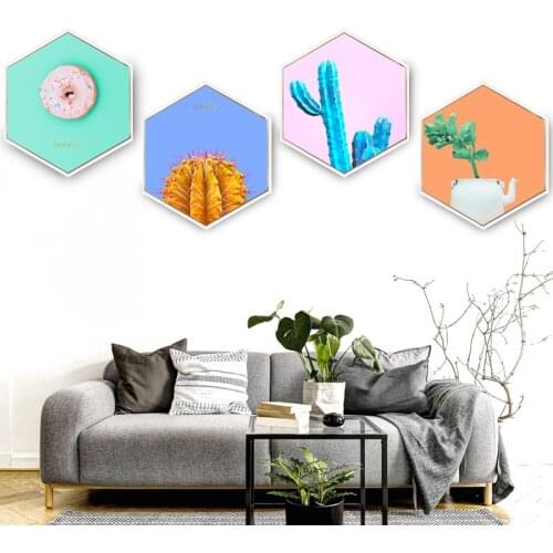 Girl Christmas Gift Fruit Hexagon Canvas Painting Posters and Prints Oil Painting Wall Art Canvas Framed Home Decoration Picture