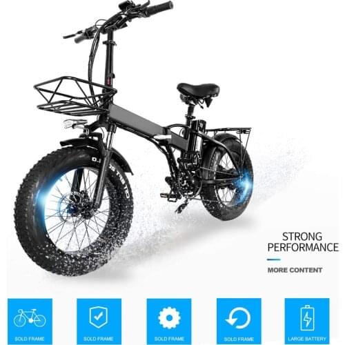 20 Inch Folding Electric Bicycle 48V 15ah Lithium Battery High Quality Smart Mountain Snow Ebike Commute Work Bike New