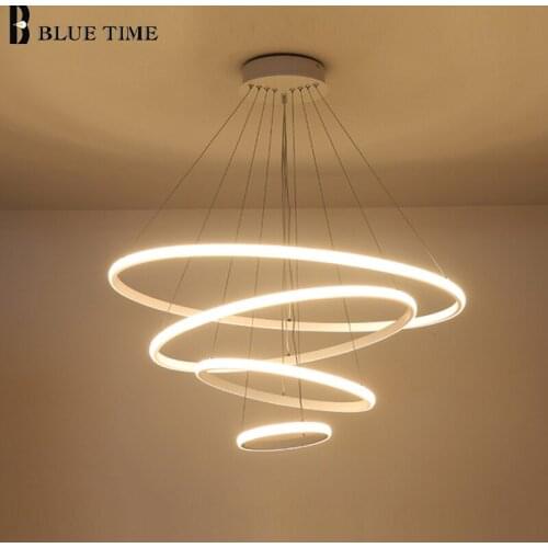 Modern LED Pendant Lights For Living Room Dining Room Decor Lustre Luminaires Hanging Ceiling Indoor Lighting Pendant Lamp 6Ring
