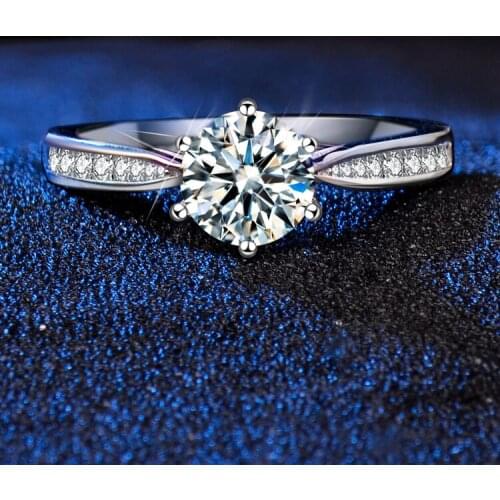 Light inlay T Style Moissanite Diamond Ring，925 sterling silver ring， Rings for Women ，Pass Diamond Test Round Excellent