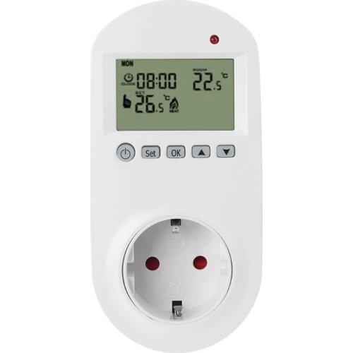 Programmable Plug in Thermostat EU Socket 16A Electric Heating Underfloor Room Temperature Controller LX0C