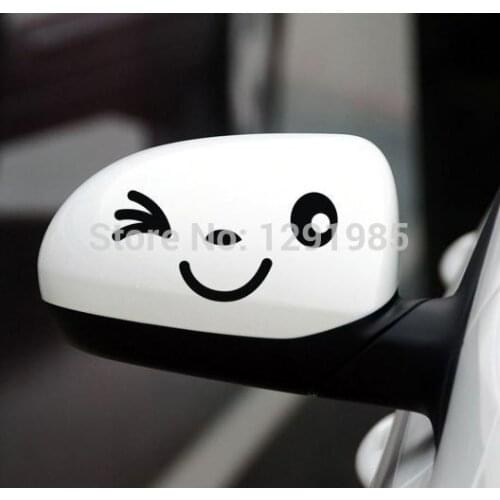Smile Smily Face Car Decal Vinyl Sticker Rearview mirror Car Accessories Reflective 1pair custom made car decoration