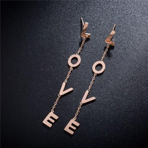 Stainless steel english letter l o v e women drop earrings jewelry minimalist initials letters love earrings ladies jewellery