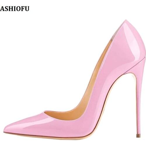 ASHIOFU Handmade New Ladies Stiletto Pumps Party Office Lady Dress Shoes Pointed Toe Evening Fashion Court Shoes