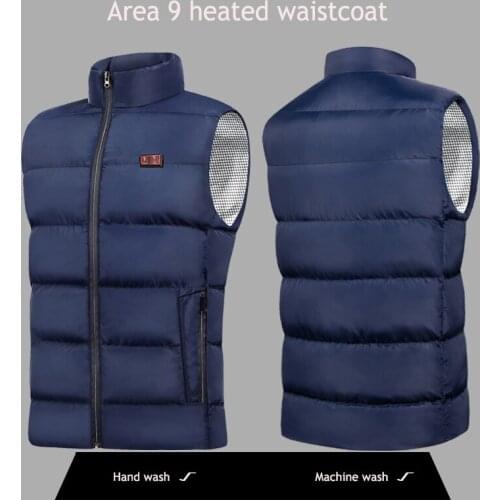 Heated Vest Usb Couples Smart Area 9 Double Switch Control Front And Back Winter Mens Jacket Washable Heating Vest Size S-4xl