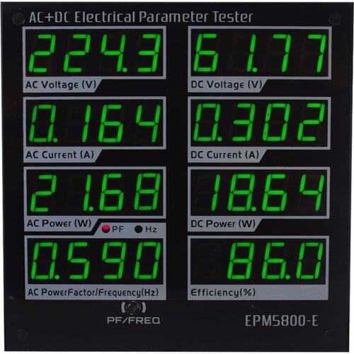 ZHURUI EPM5800-E( Green ) AC220v/DC300v/10A power meter/ watt meter/voltmeter/current meter/ test Power Supply/Driver/efficiency