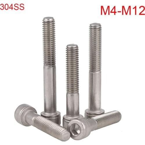 1-10pcs 304 Stainless Steel DIN912 half thread Hexagon Hex Socket Head Cap Allen Bolt Screw bathroom M4 M5 M6 M8 M10 M12