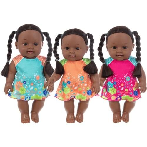 1pcs 30cm Little pigtail Girl Doll style African black baby explosion head black skin baby toy