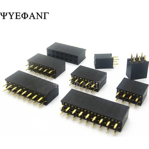 10PCS Double Row Pin Female Header Socket Pitch 2.54mm 2*2p 3p 4p 5p 6p 8p 10p 12p 40p Pin Connector