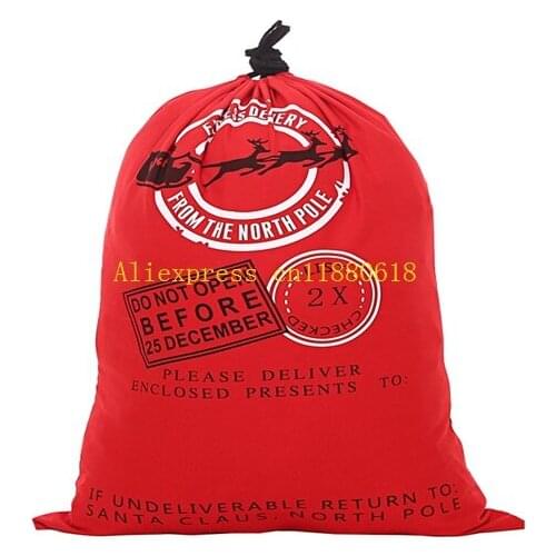 100pcs/lot Free Shipping 12 styles Santa sack canvas santa sack christmas sack gift bag 50x70cm Size