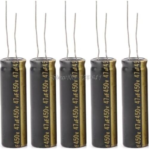 5pcs 450V 47UF Aluminum Electrolytic Capacitors For LCD TV LED 13x42mm Dropship
